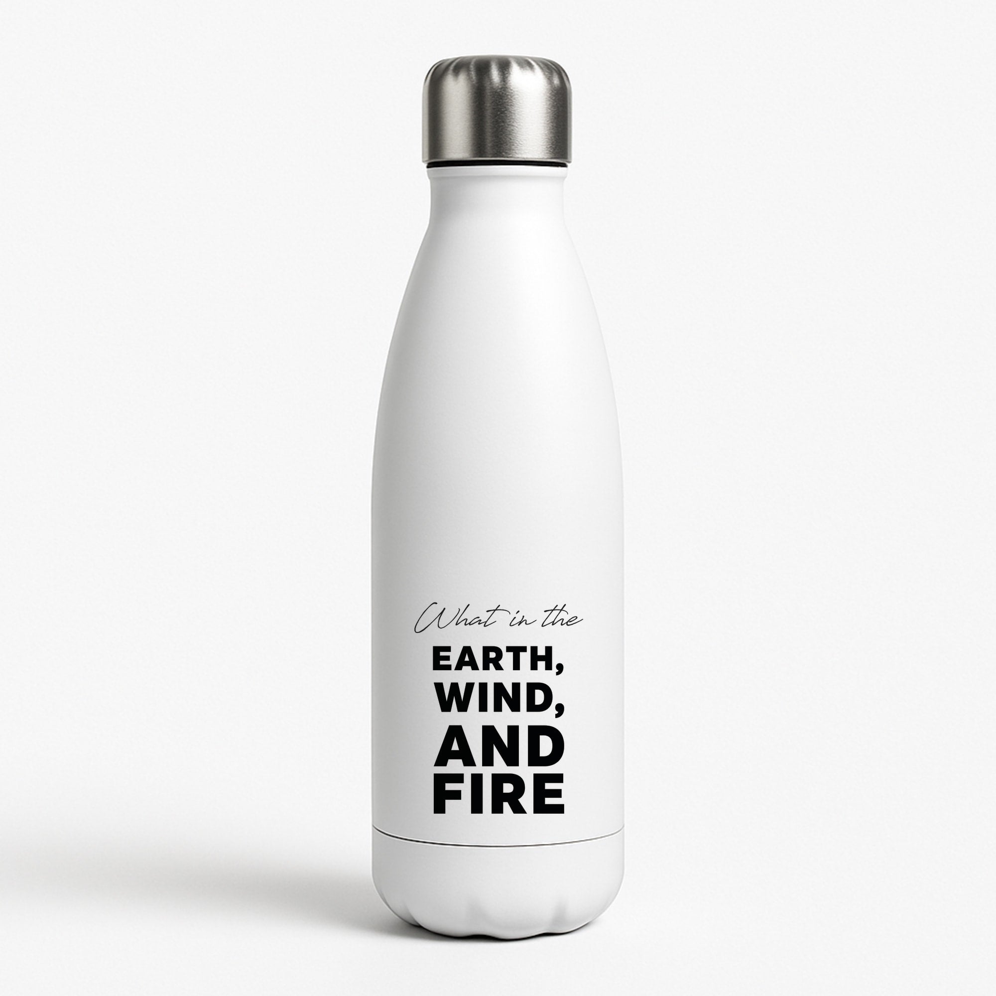 What In The Earth, Wind And Fire White Water Bottle