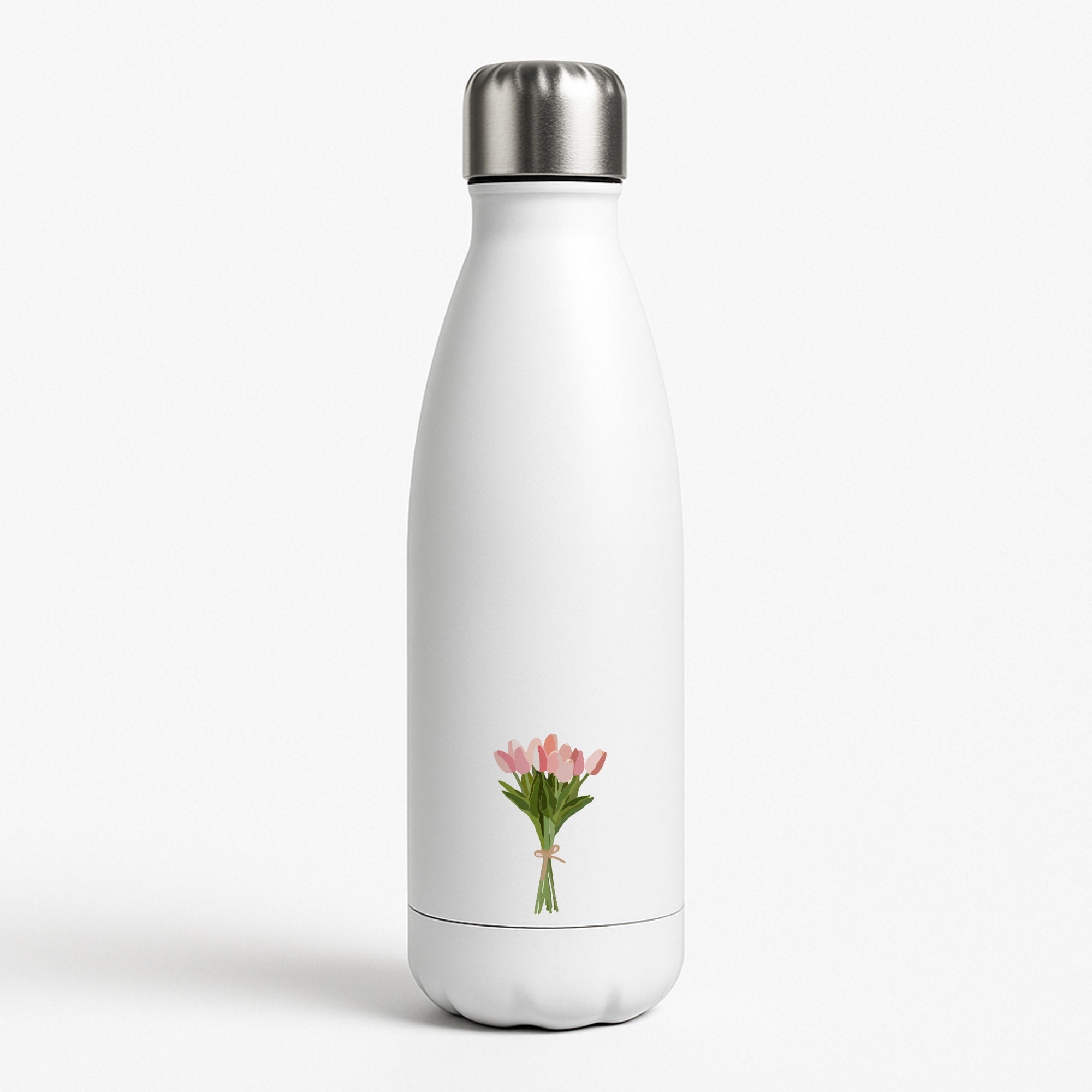 Spring Tulips White Water Bottle