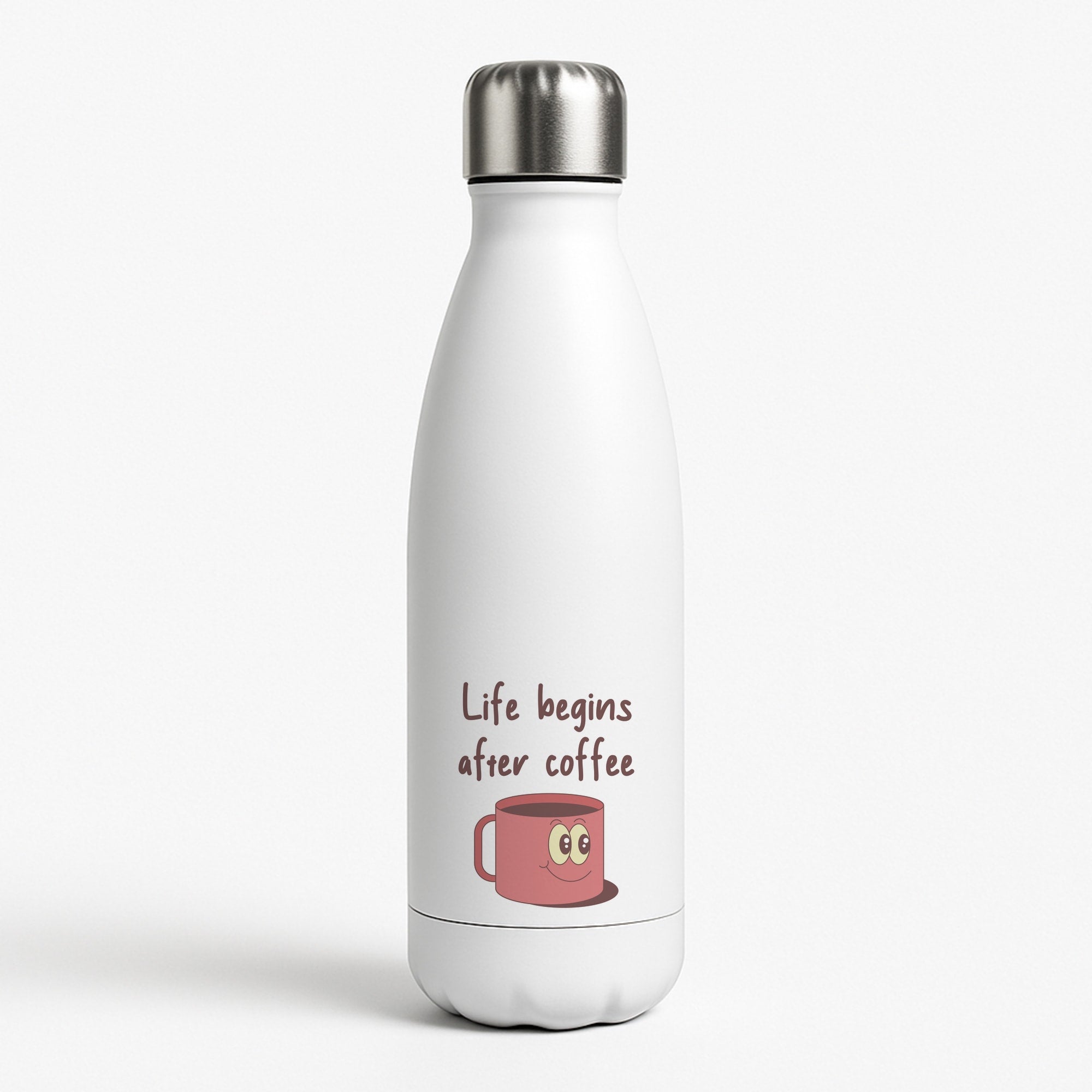 Life Begins After Coffee - Aesthetic Quote White Water Bottle