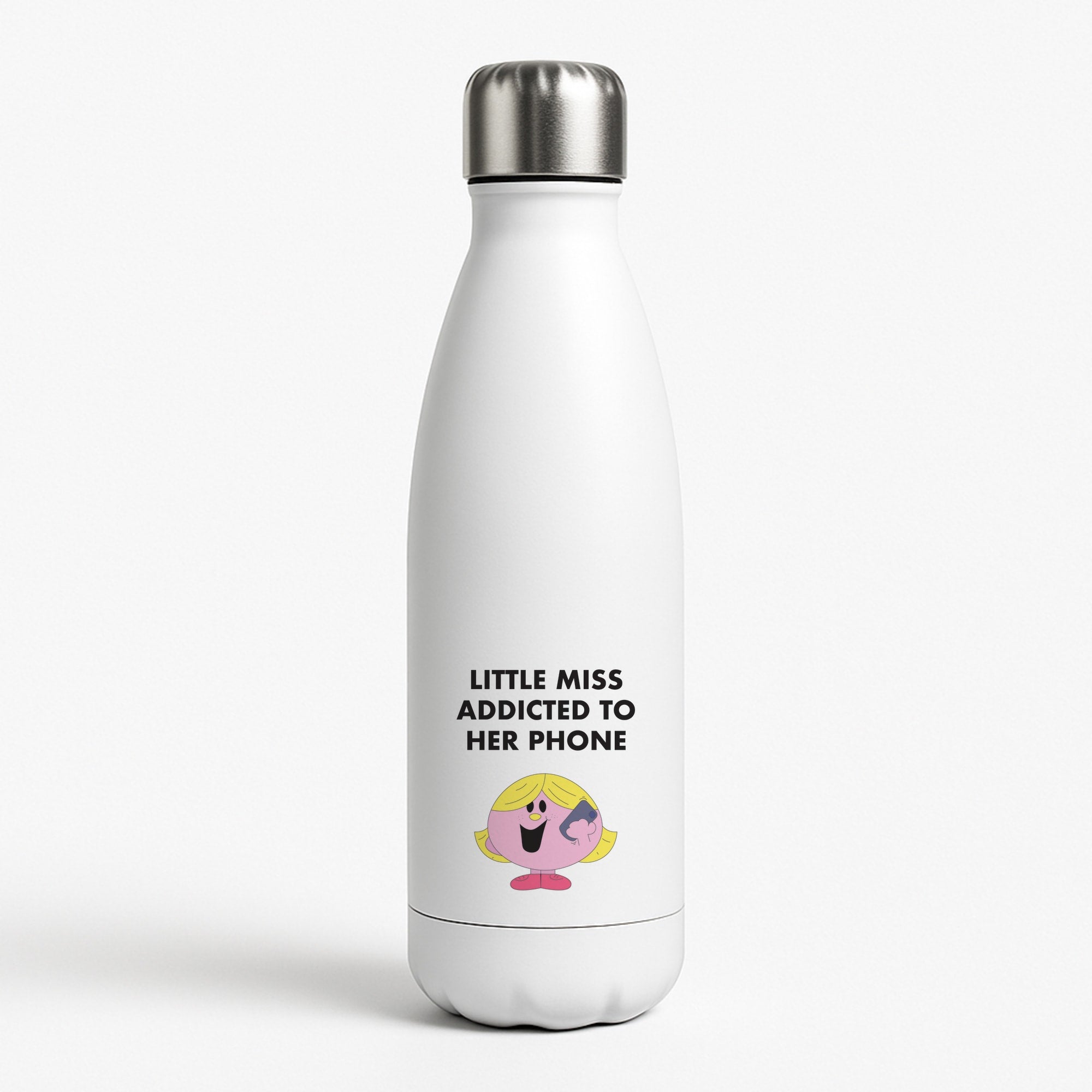 Little Miss Addicted To Her Phone - Aesthetic Quote White Water Bottle