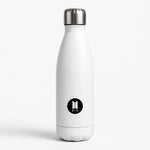 BTS logo Black - K Pop White Water Bottle
