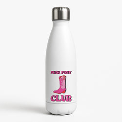 Zebra Print Pink Pony Club White Water Bottle