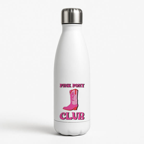 Zebra Print Pink Pony Club White Water Bottle