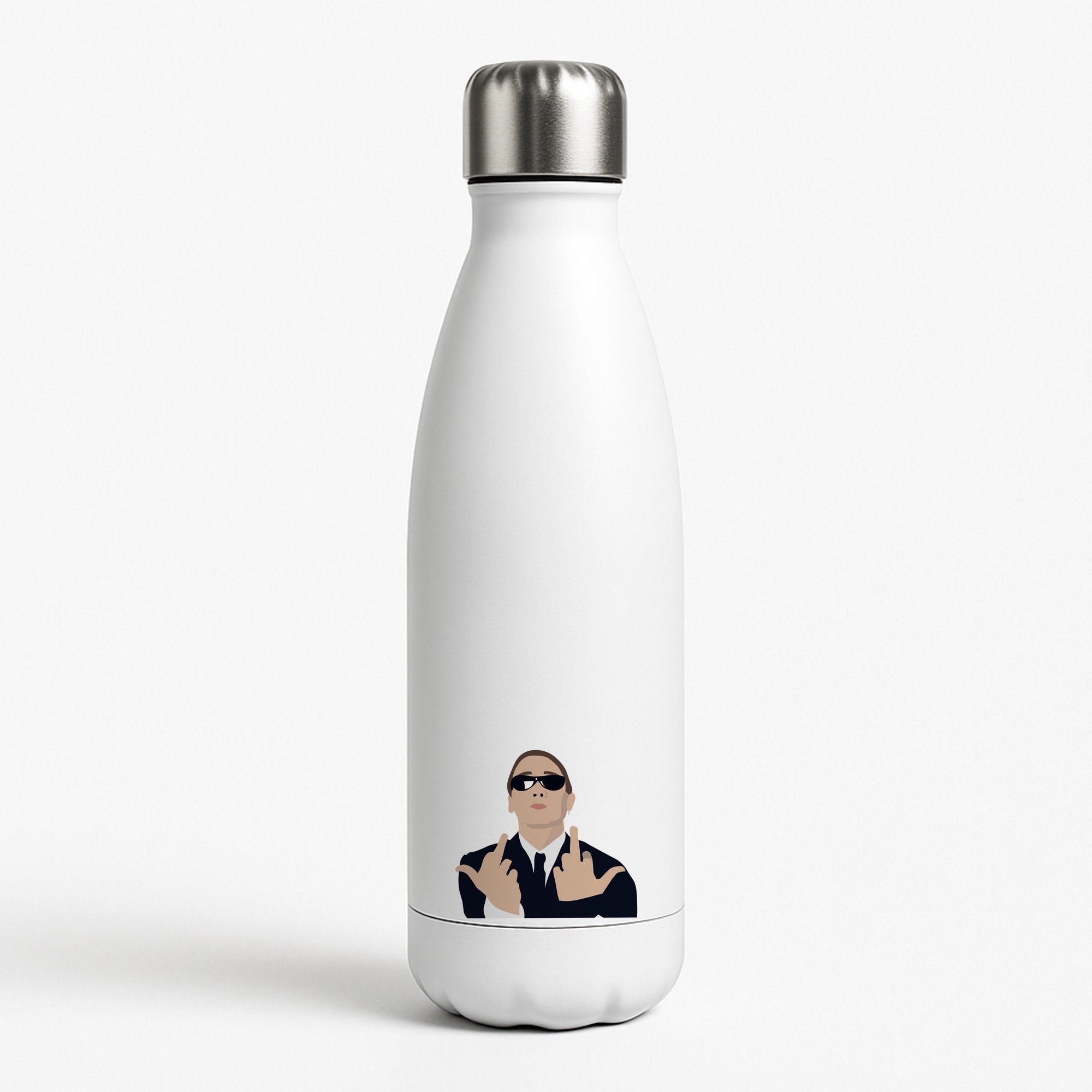 Middle Finger White Water Bottle