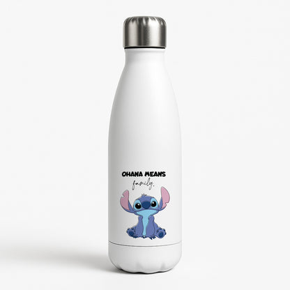 Ohana Means Family Pink White Water Bottle
