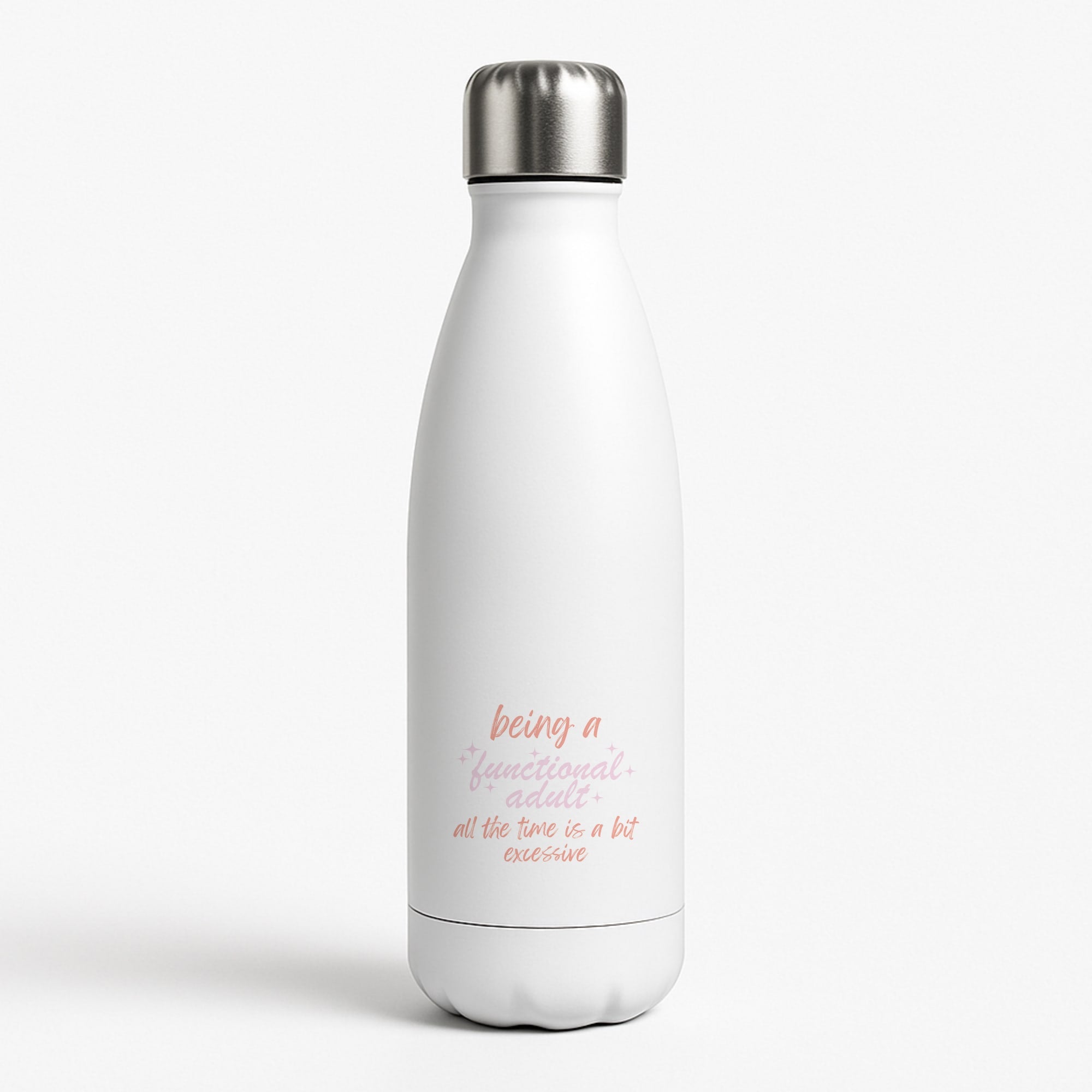 Being A Functional Adult - Aesthetic Quote White Water Bottle