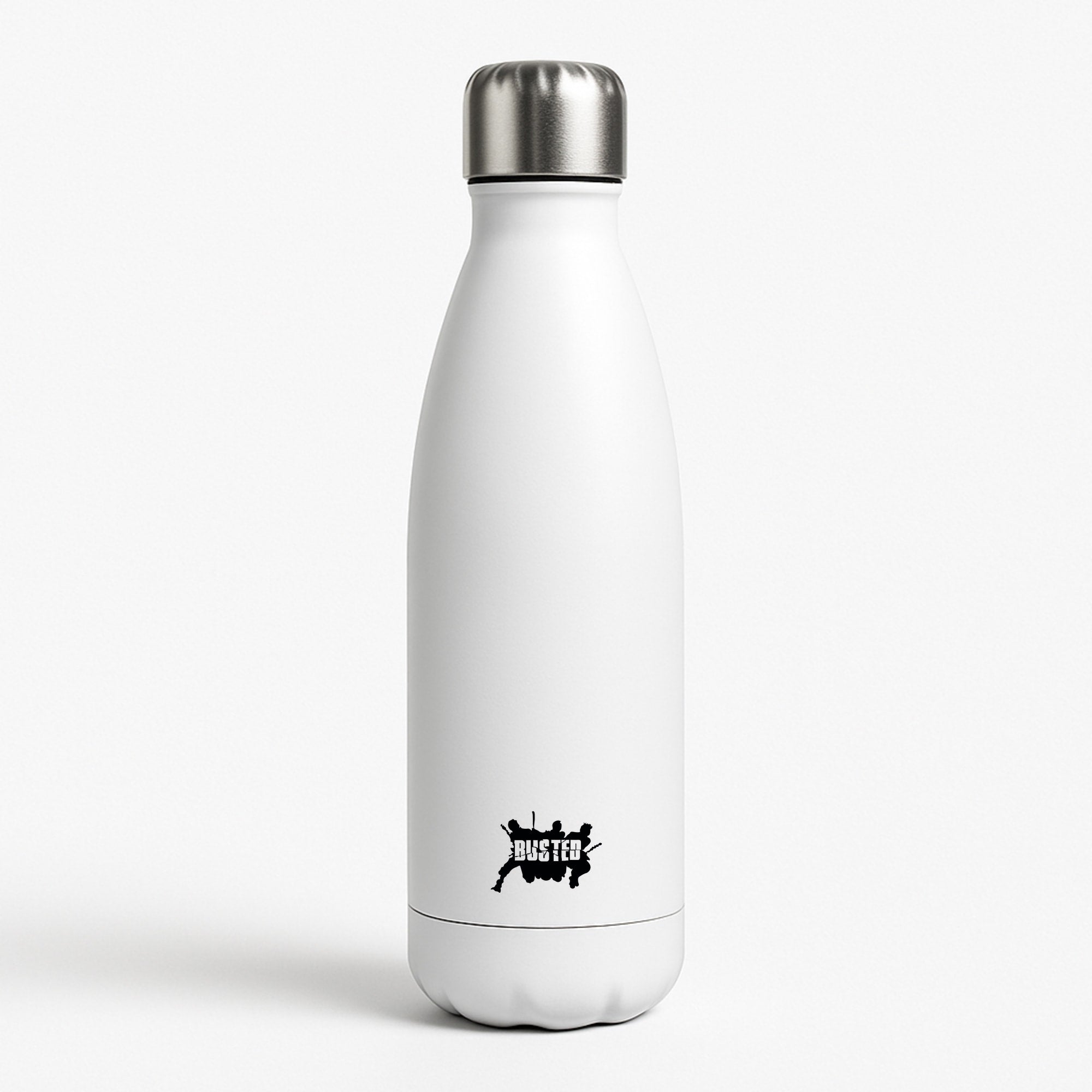 Splatter Text - Bust Band White Water Bottle