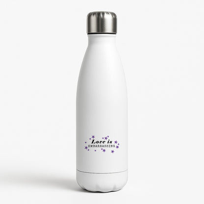 Love Is Embarrassing Note White Water Bottle