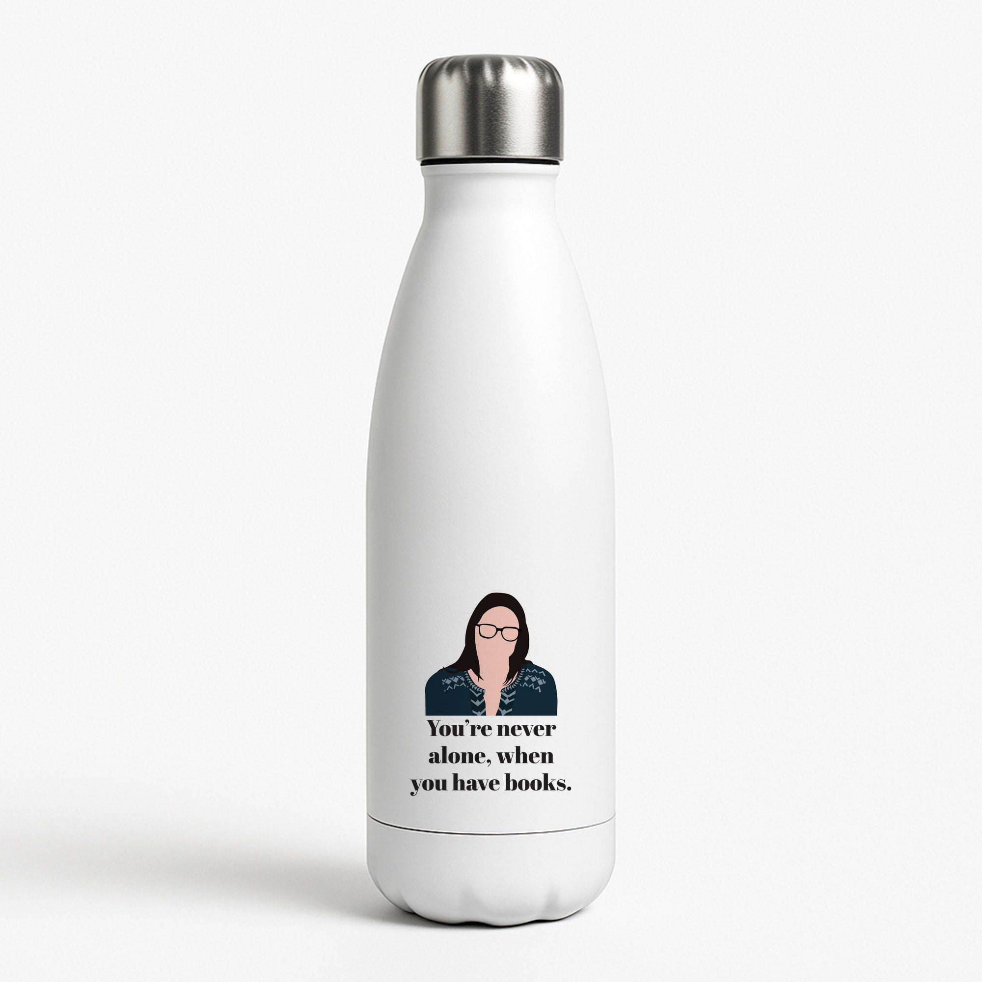 You're Never Alone, When You Have Books White Water Bottle