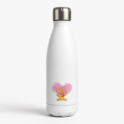 Pooh Heart Drawing Valentine's White Water Bottle