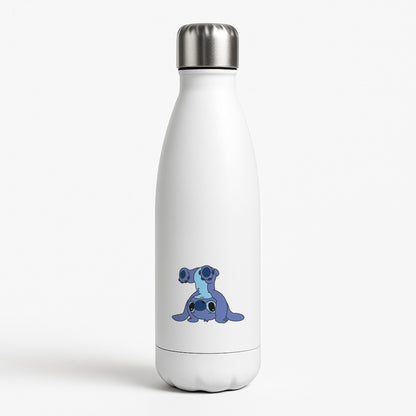 Cute Blue Alien Handstand White Water Bottle