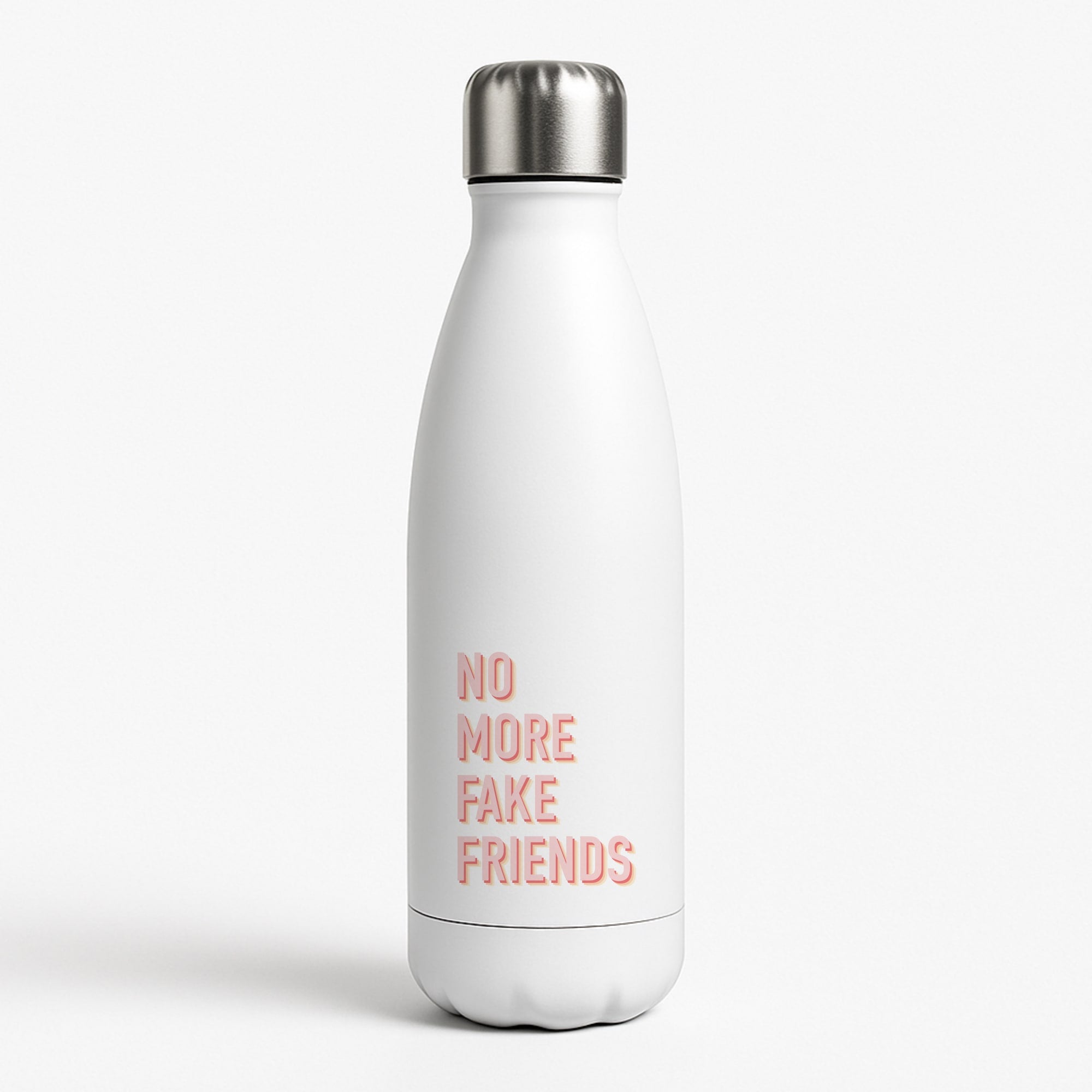 No More Fake Friends White Water Bottle