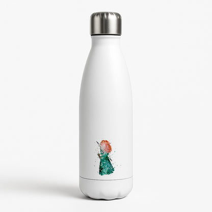 Watercolour Princess Merida Brave Fairytale White Water Bottle