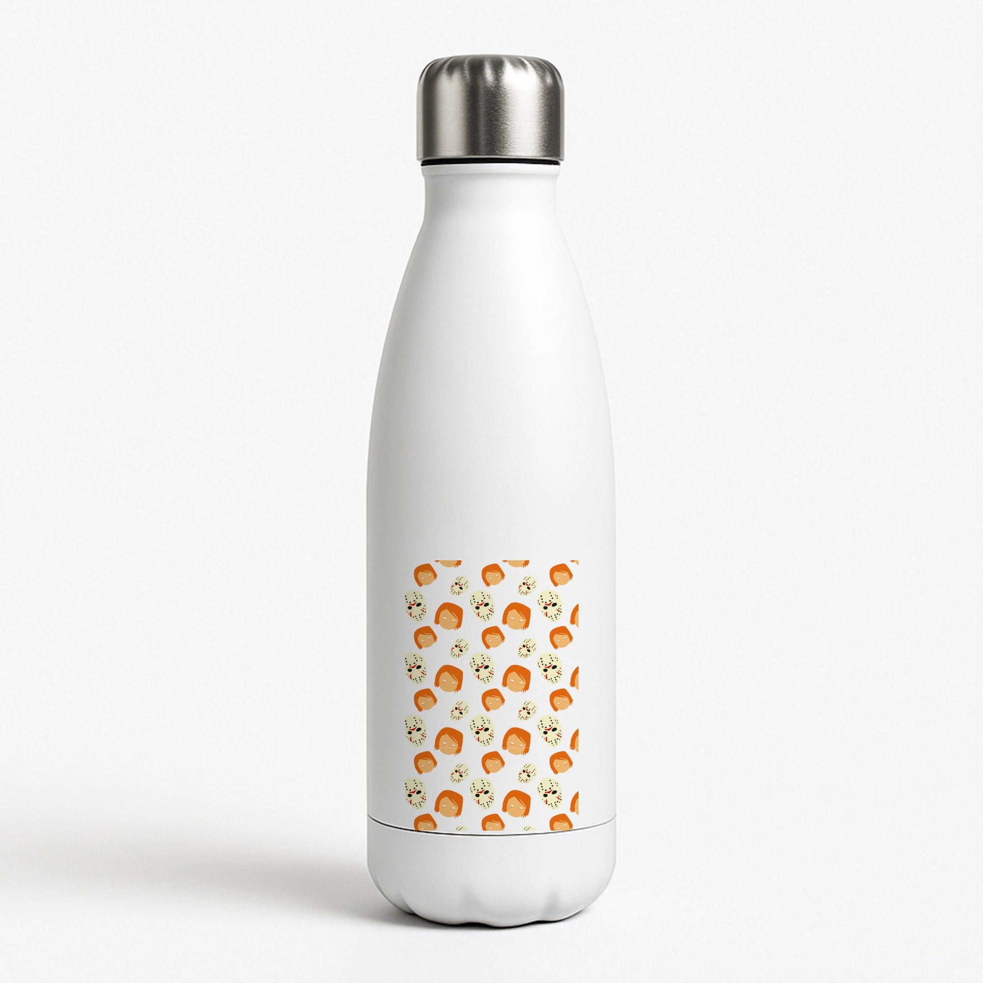 Chucky And Jason Pattern - Halloween White Water Bottle