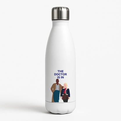 The Doctor Is In - Doctor Who White Water Bottle