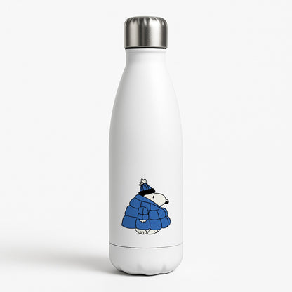 Cartoon Beagle Puffer Jacket Blue White Water Bottle