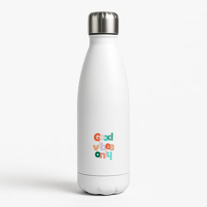 Colourful Good Vibes Only White Water Bottle