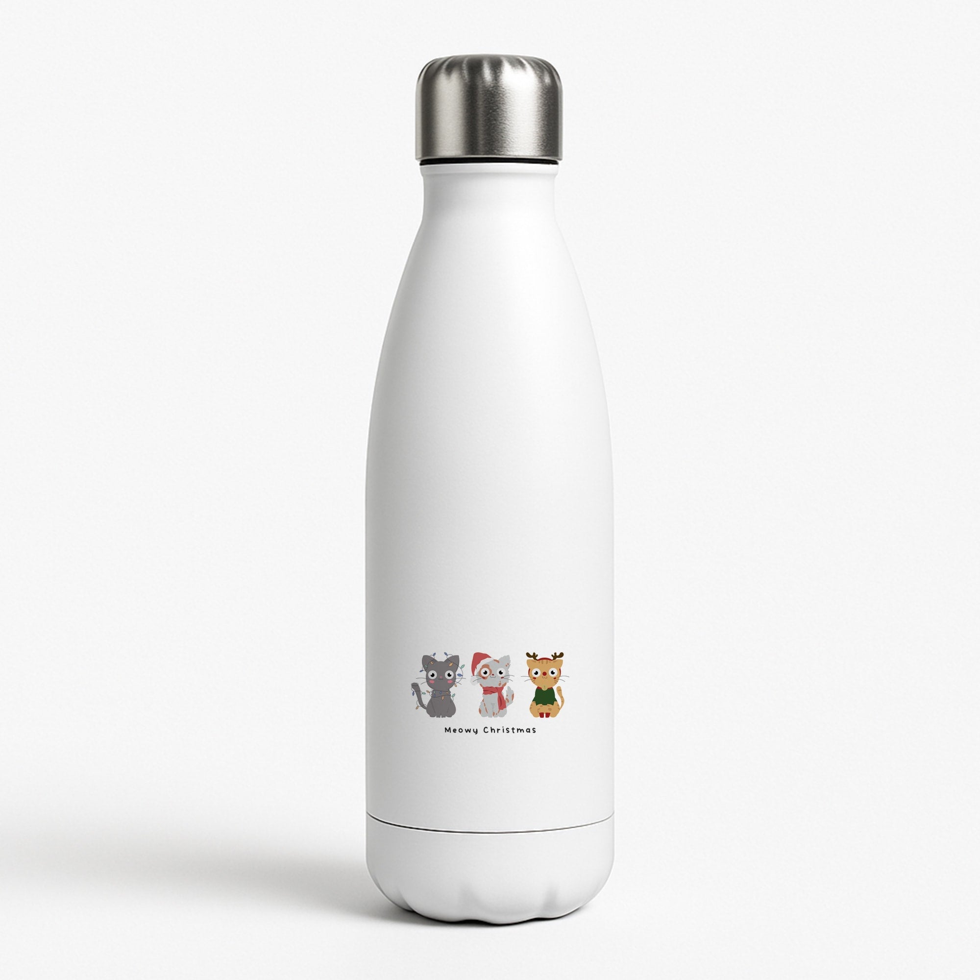 Meowy Christmas  White Water Bottle