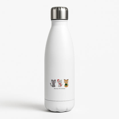 Meowy Christmas  White Water Bottle