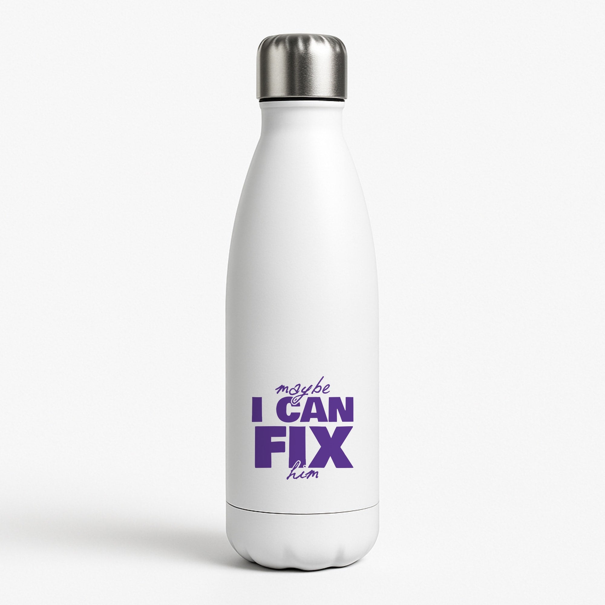 Maybe I Can Fix Him Purple Water Bottle