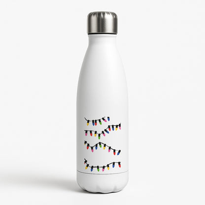 Pink Lights - Christmas Patterns White Water Bottle