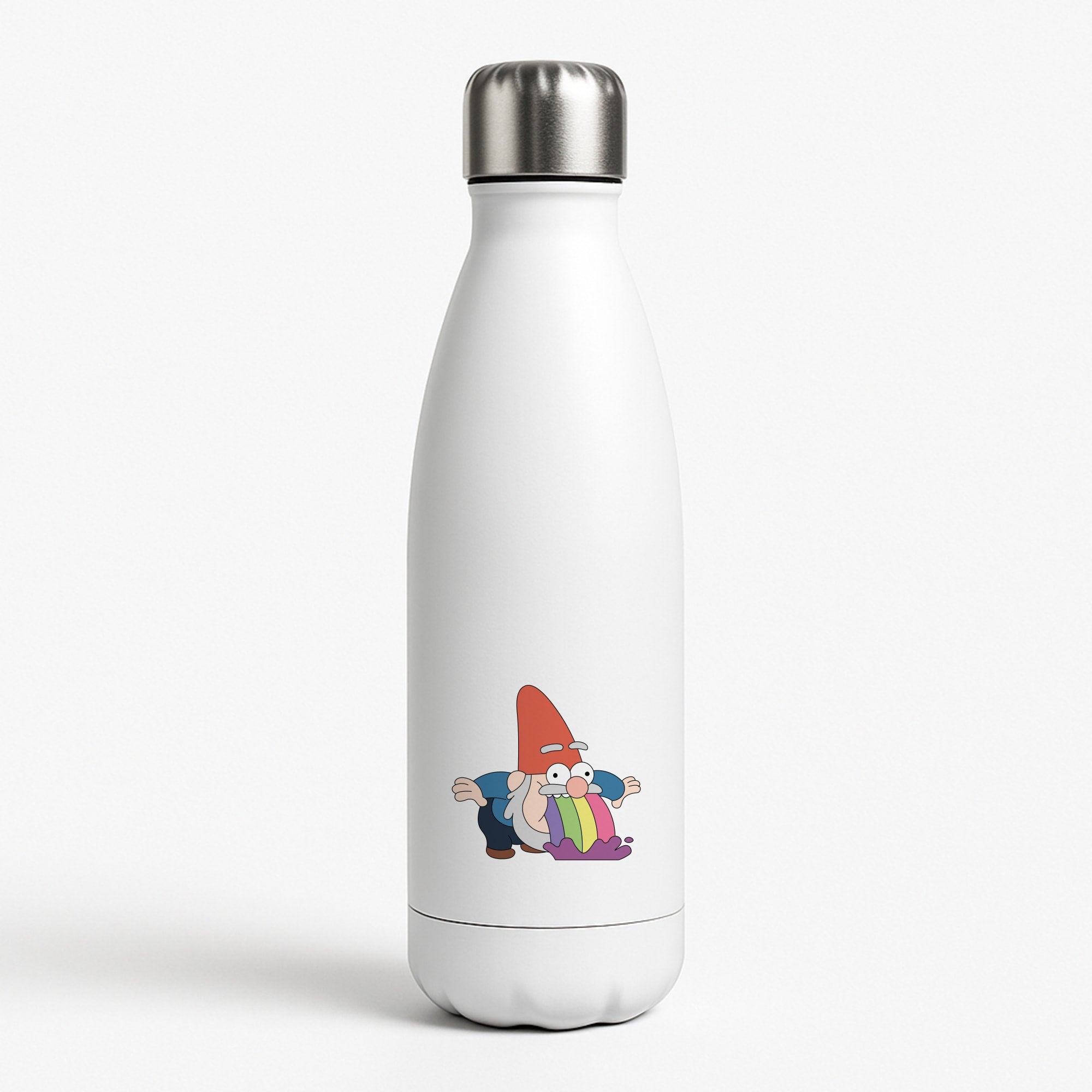 Garden Gnome Rainbow White Water Bottle