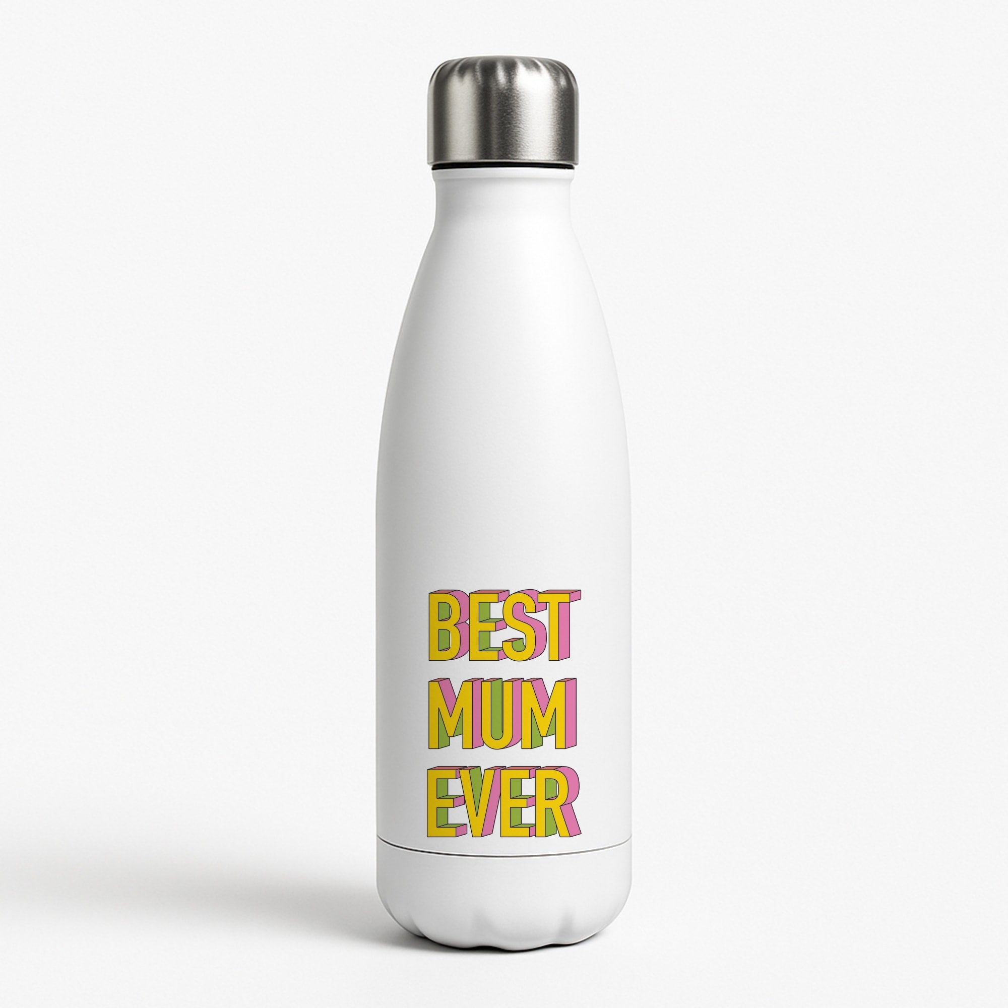 Geometric Best Mum Ever White Water Bottle