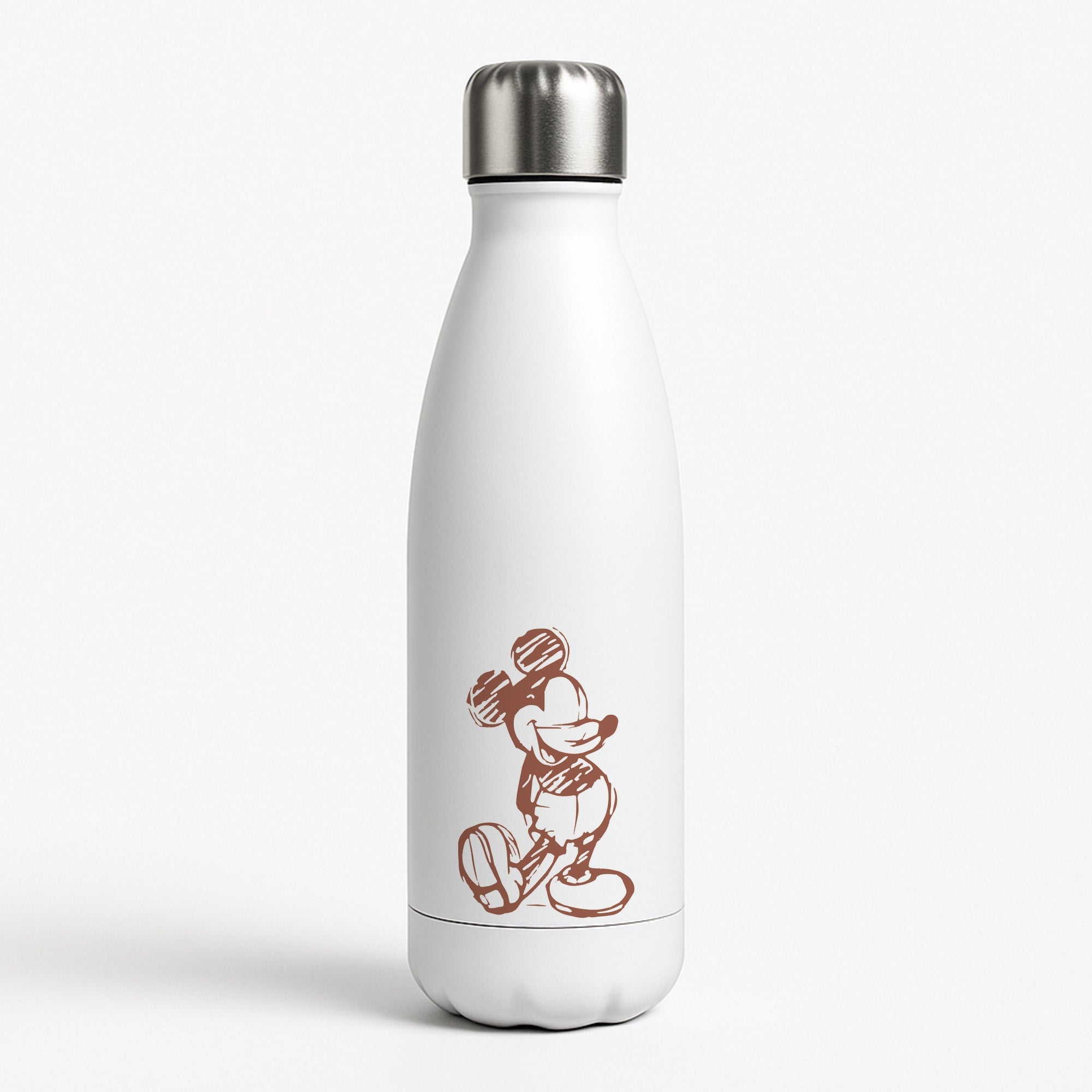 Sketched Mouse Outline Beige  White Water Bottle