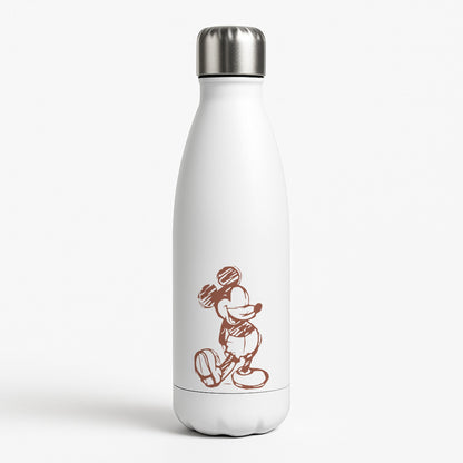 Sketched Mouse Outline Beige  White Water Bottle