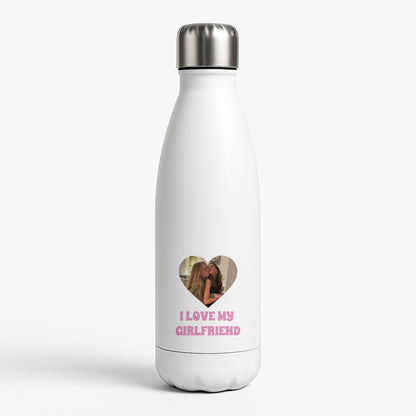 I Love My Girlfriend - Personalised Couples White Water Bottle