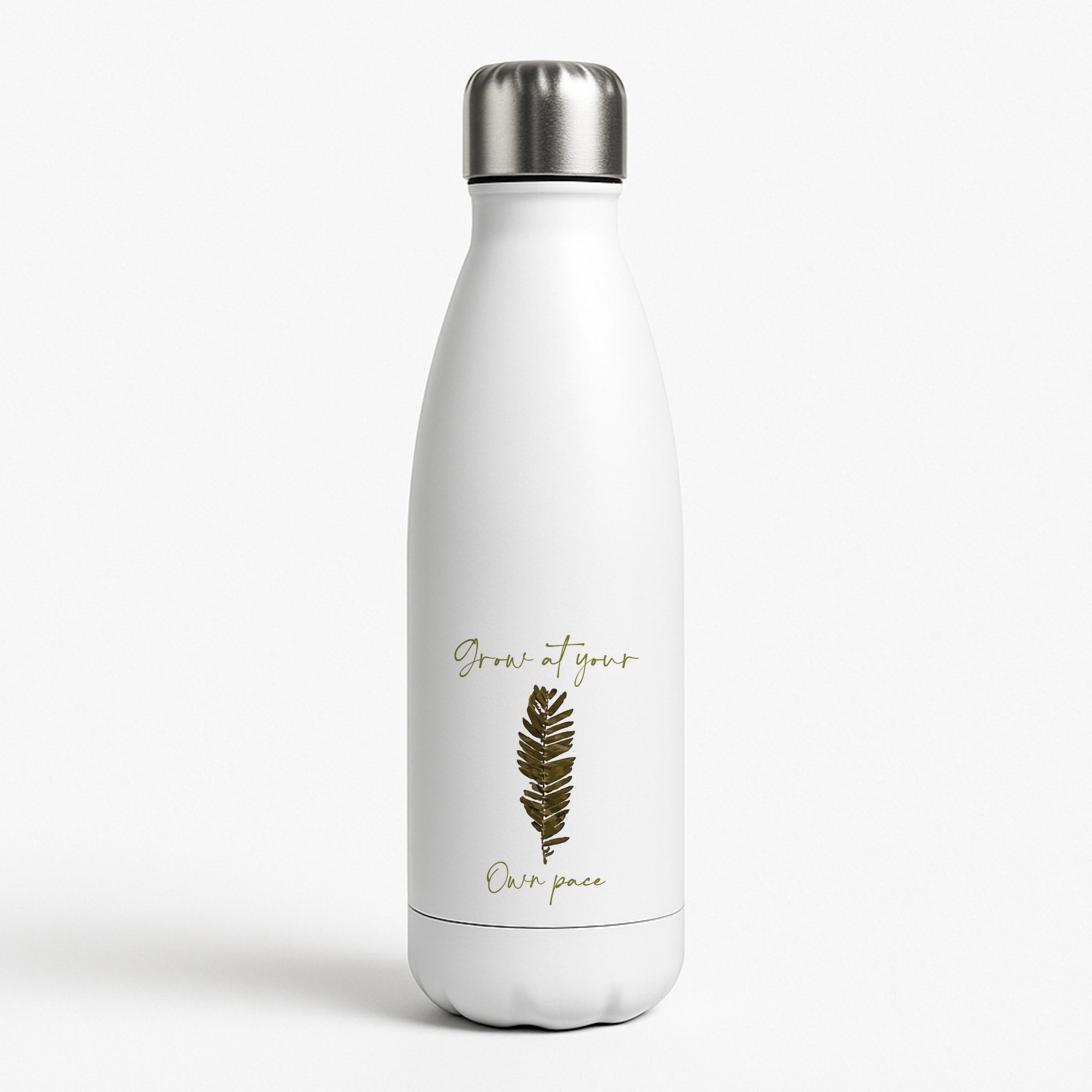 Grow At Your Own Pace Fern White Water Bottle