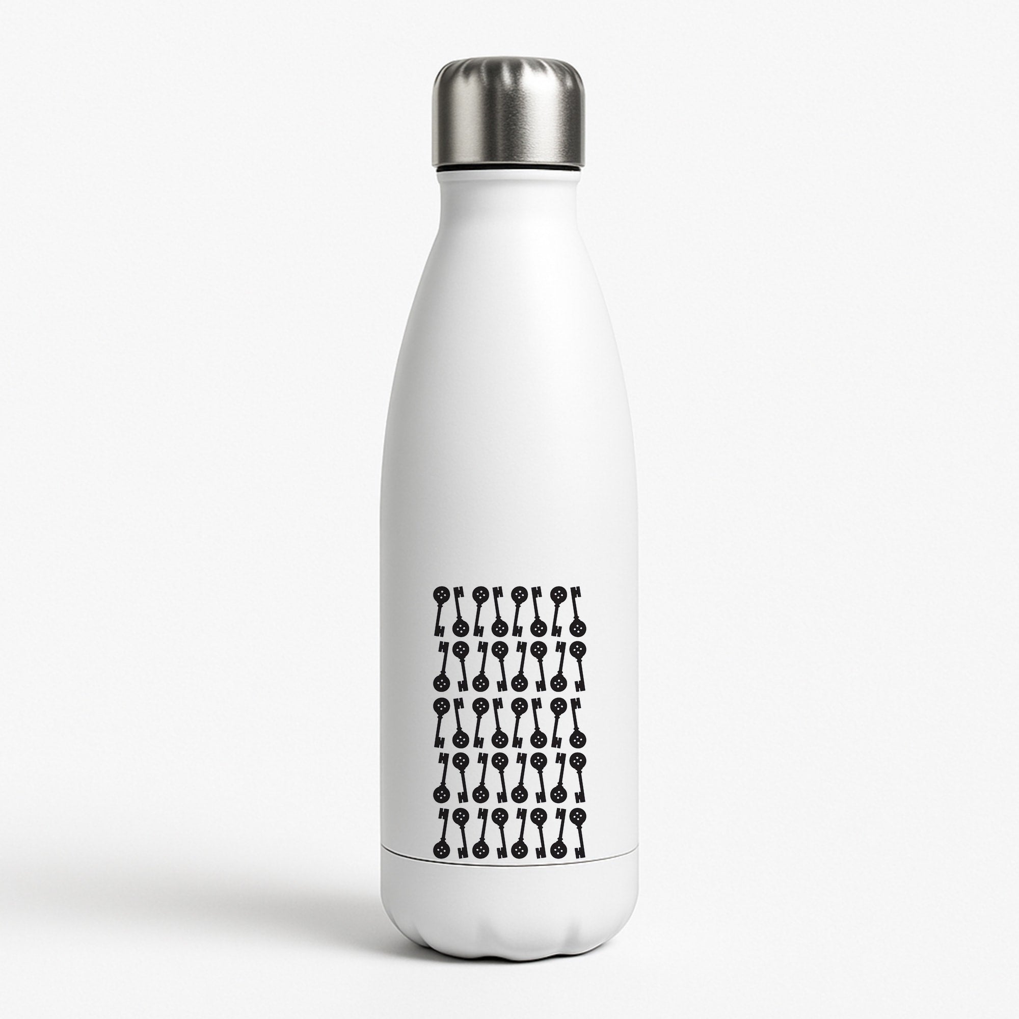 Key Pattern White Water Bottle