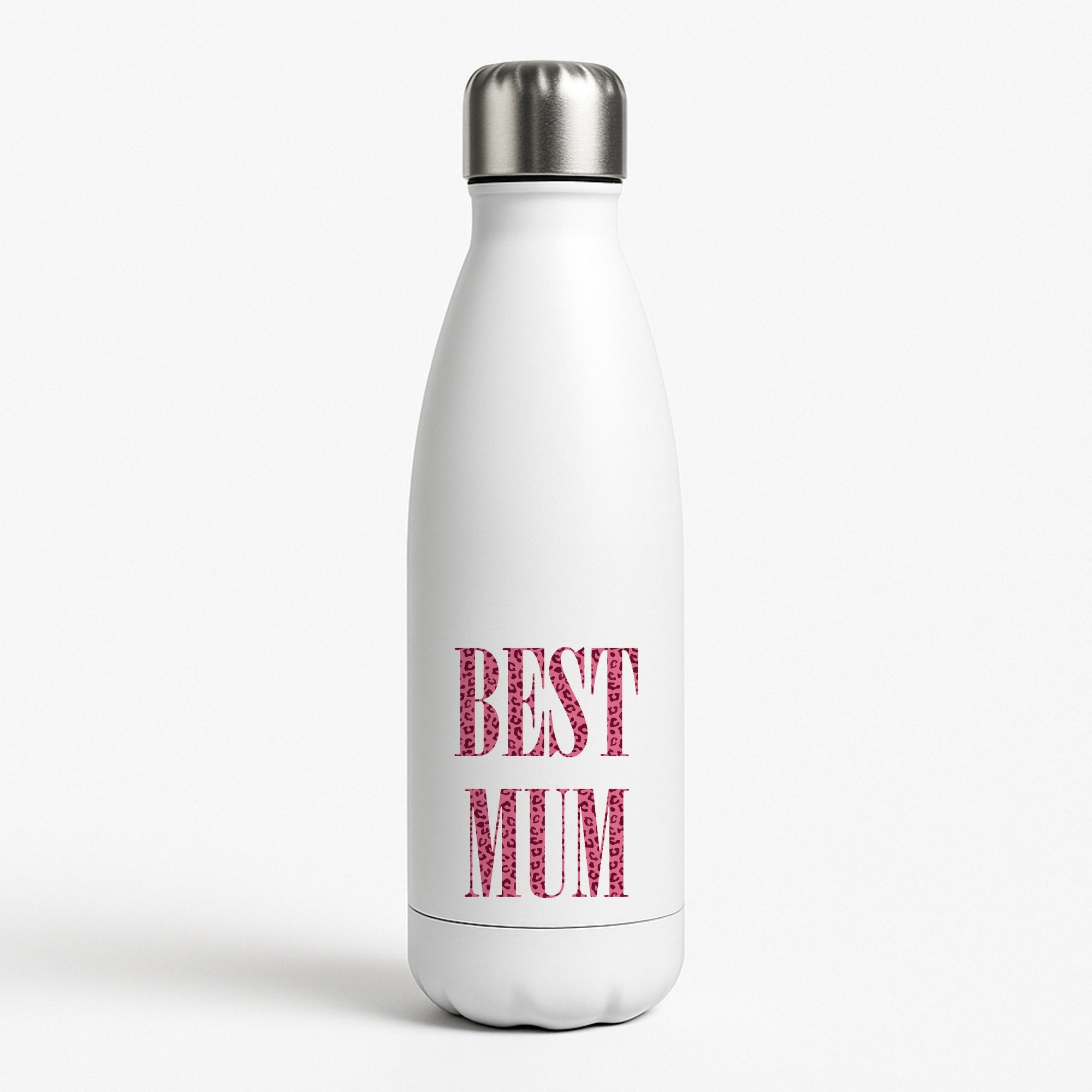 Best Mum Leopard Print White Water Bottle