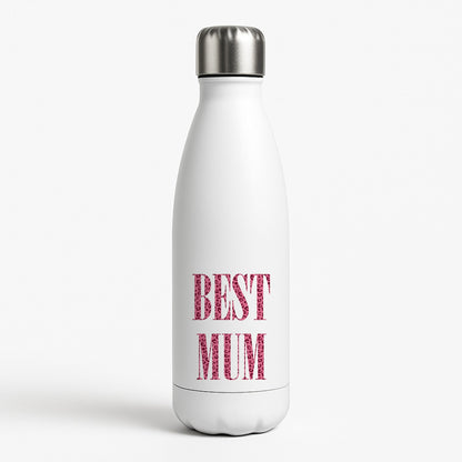 Best Mum Leopard Print White Water Bottle