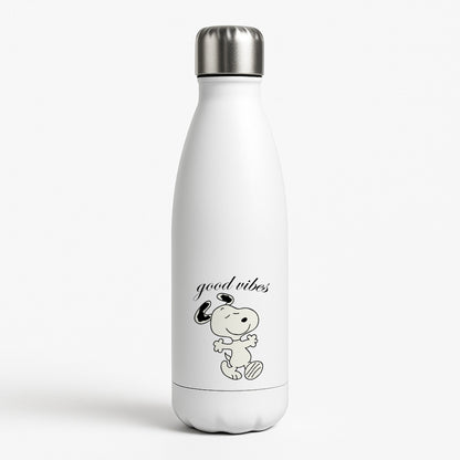 Good Vibes Cartoon Beagle White Water Bottle