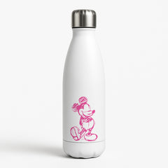 Sketched Mouse Outline Pink Water Bottle