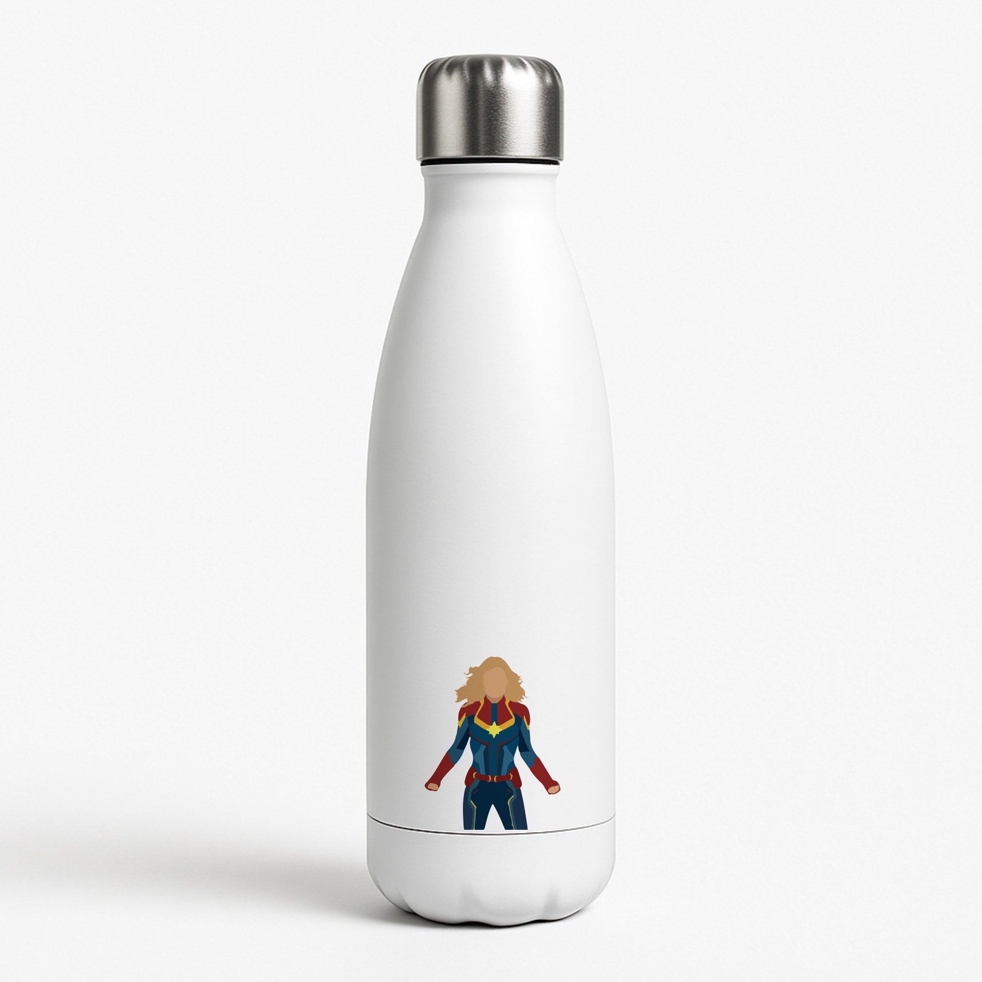 Captain Marvel White Water Bottle