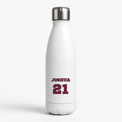Burgundy - Personalised Football White Water Bottle