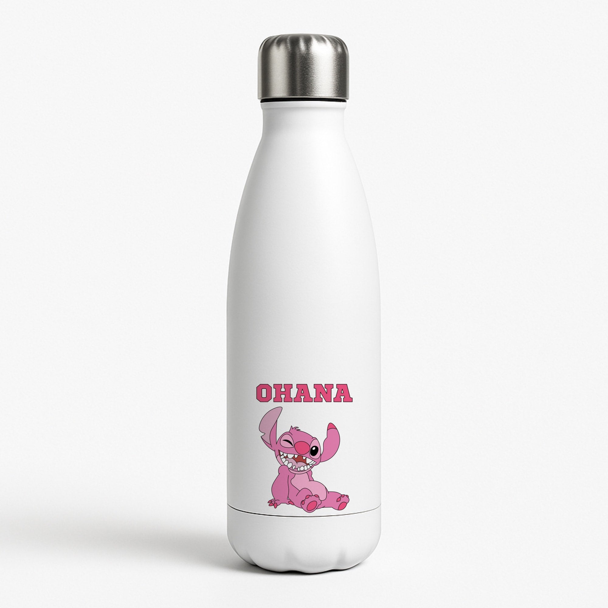 Pink Alien Ohana White Water Bottle
