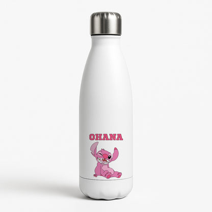 Pink Alien Ohana White Water Bottle