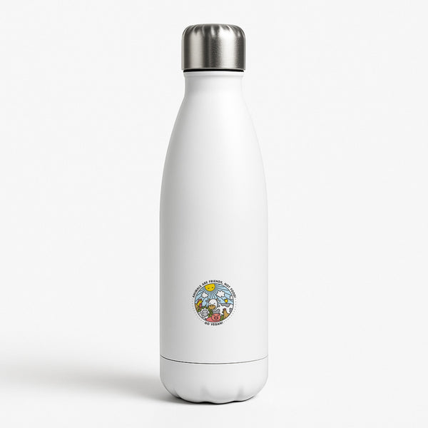 Animals Are Friends, Not Food - Vegan White Water Bottle