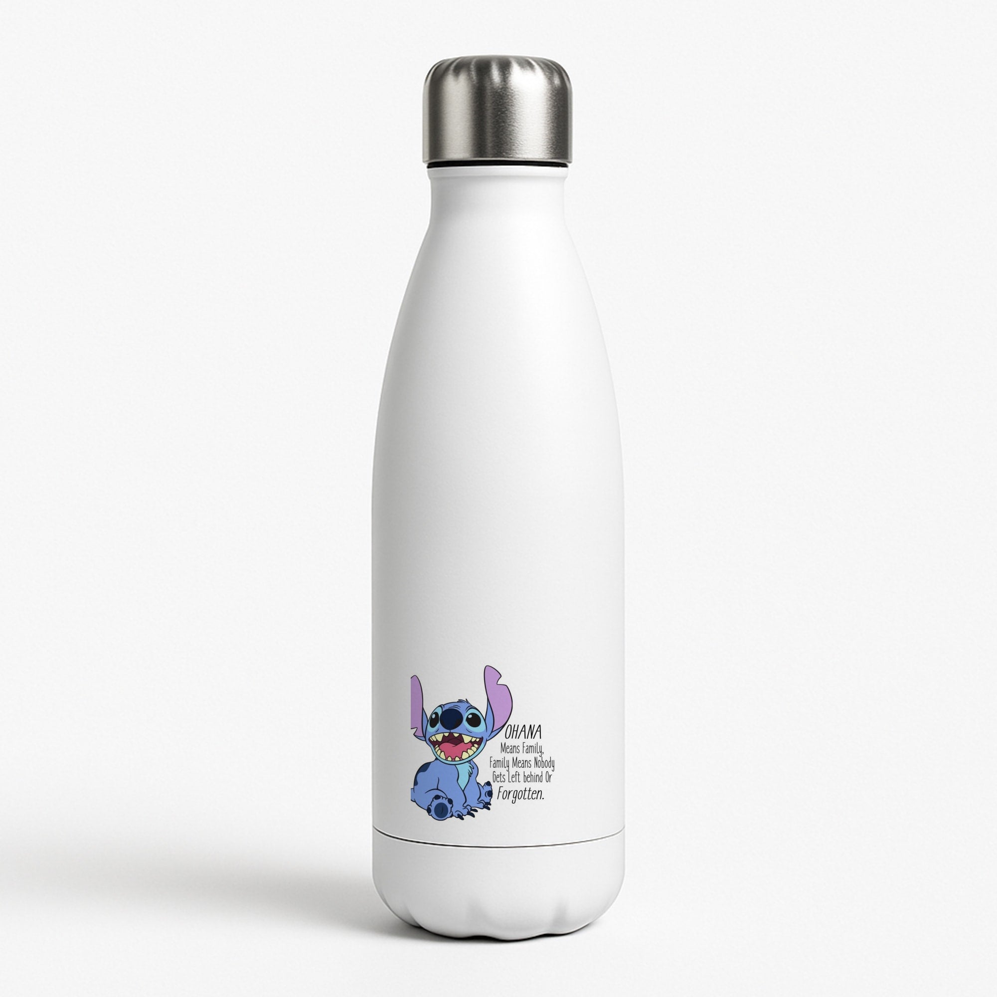 Ohana Means Family - Blue Alien White Water Bottle