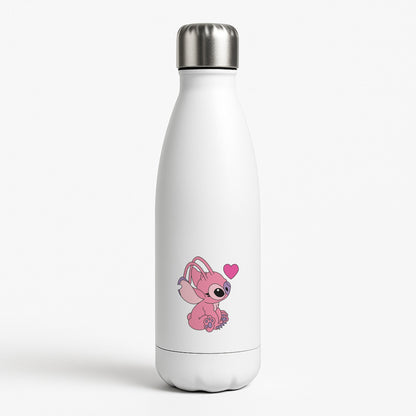 Love Heart Pattern - Pink Alien White Water Bottle