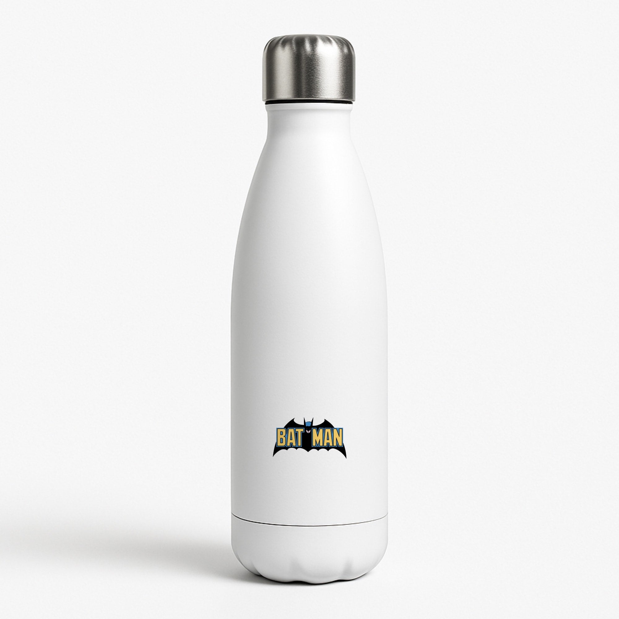 Yellow Bat Superhero Logo White Water Bottle
