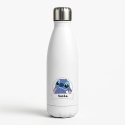 Personalised Cute Blue Alien White Water Bottle
