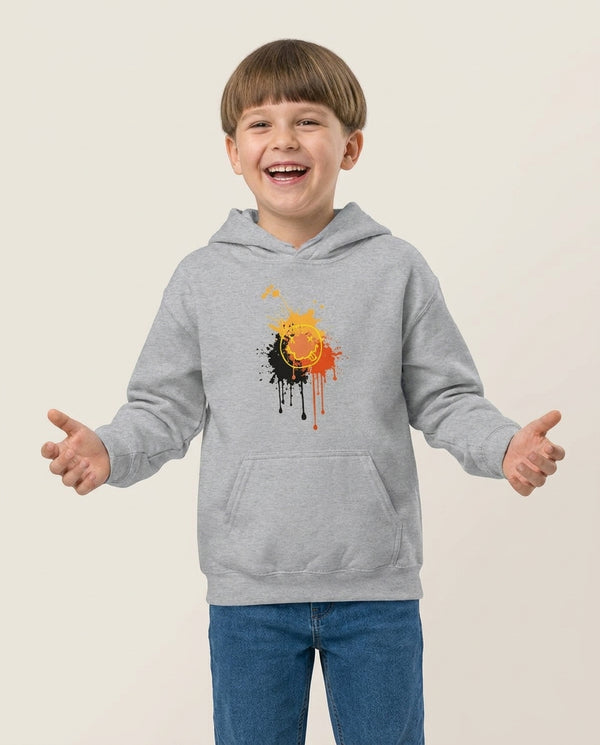 Orange Graffiti - Skate Aesthetic  Kids Hoodie — Grey Front, worn