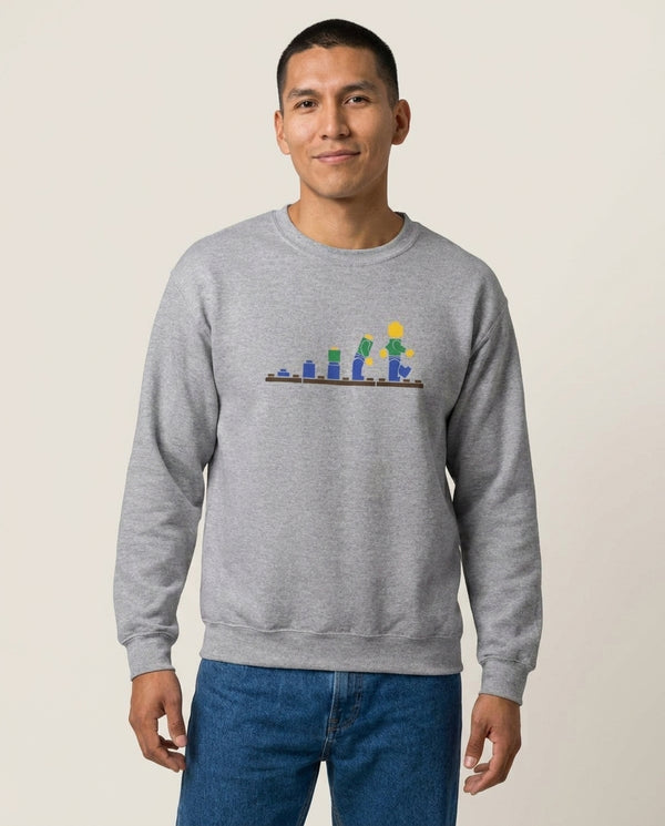 Building - Bricks Sweatshirt — Grey Front, worn