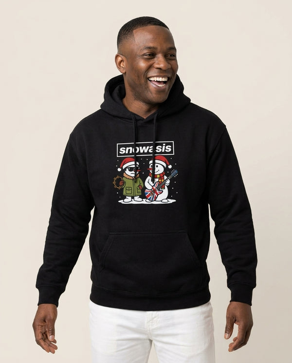 Snowasis Hoodie Black Front, worn