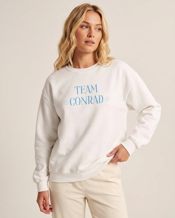 Seashells Team Conrad Sweatshirt — White Front, worn