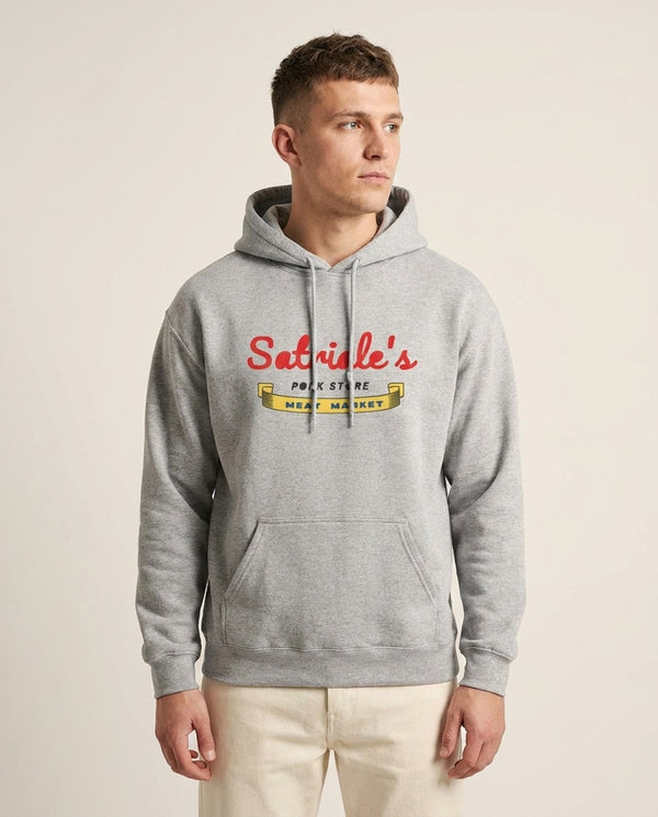 Satriale's Hoodie — Grey Front, worn